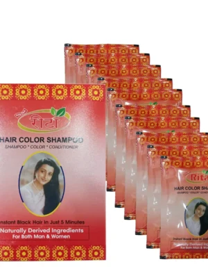 Rita Instant Hair Color Shampoo – Natural Black Hair Color in 5 Minutes (Pack of 10 Sachets) for Men & Women